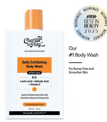 Chemist At Play Daily Exfoliating Body Wash 4% Lactic Acid Salicylic Acid + Vitamin E Shower Gel For Women & Men