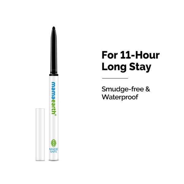 Mamaearth Charcoal Black Long Stay Kajal Black Waterproof, For 11-Hour Smudge-Free Stay