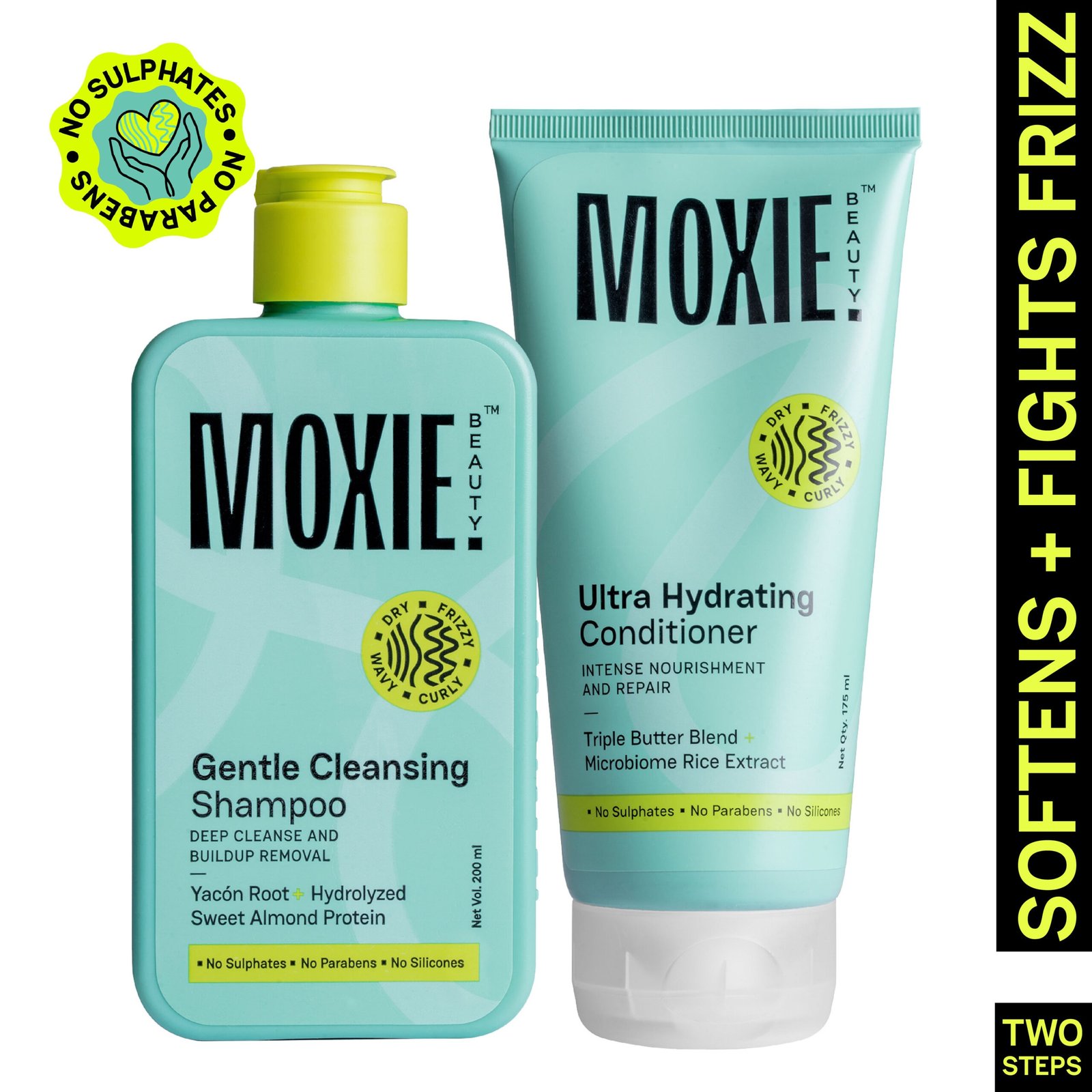 Moxie Beauty Rinse & Shine Duo - Shampoo & Conditioner for Dry and Frizzy Hair