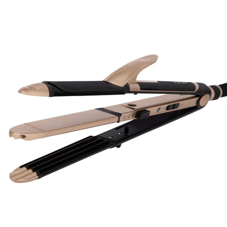VEGA 3 in 1 Hair Styler- Straightener, Curler and Crimper for Women, Gold-Black (VHSCC-01)