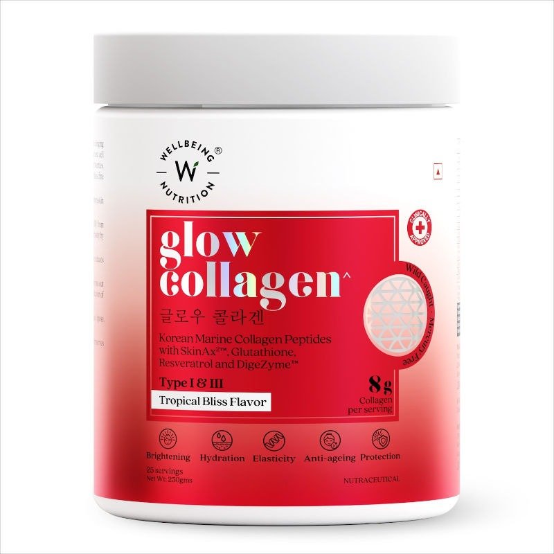 Wellbeing Nutrition Glow Collagen Peptides, Reduces Pigmentation, Tropical Bliss Flavour